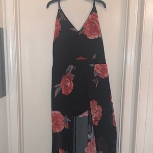 Rose Print Romper with long sheer